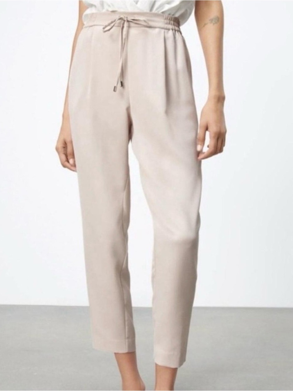 ZARA - Women’s Cream Drawstring Trousers